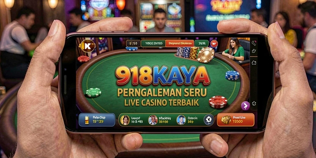 Screenshot utama 918KAYA menampilkan dealer langsung dan gameplay yang mendebarkan.