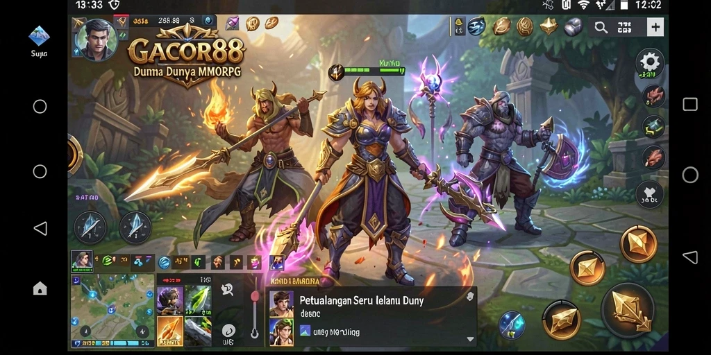 Tampilan gameplay GACOR88 yang mendebarkan dalam pertempuran di dunia MMORPG.