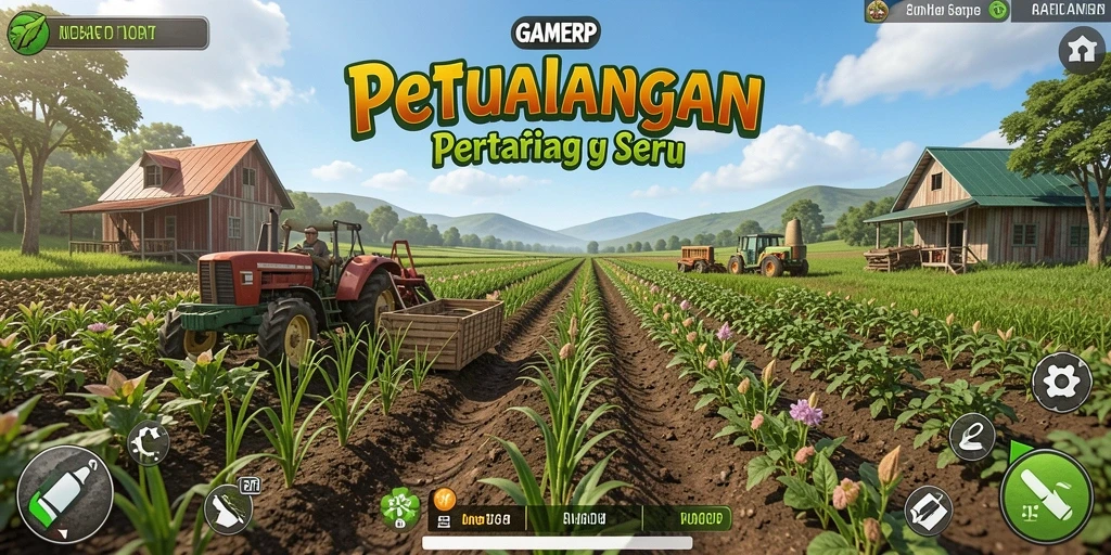 Tangkapan layar yang menunjukkan ladang subur di GAMERP dengan aktivitas pertanian.