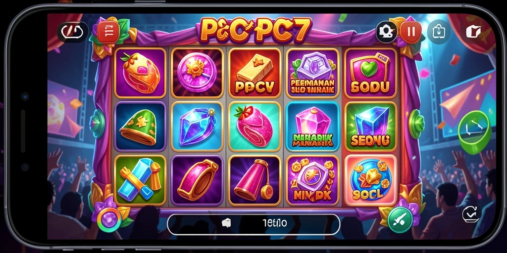 Screenshot gameplay PCPC7 yang menunjukkan serunya permainan slot.