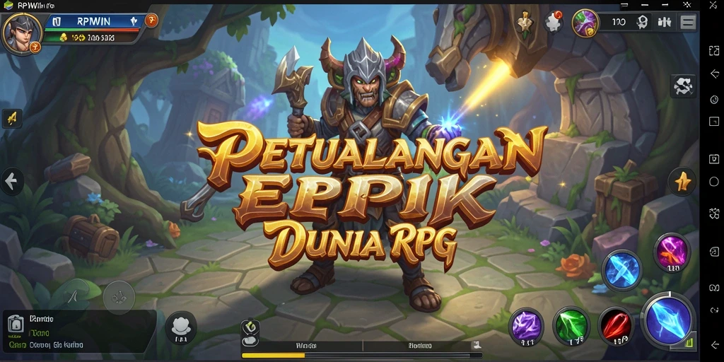 Screenshot menunjukkan pertarungan epik dalam dunia RPG yang menakjubkan.