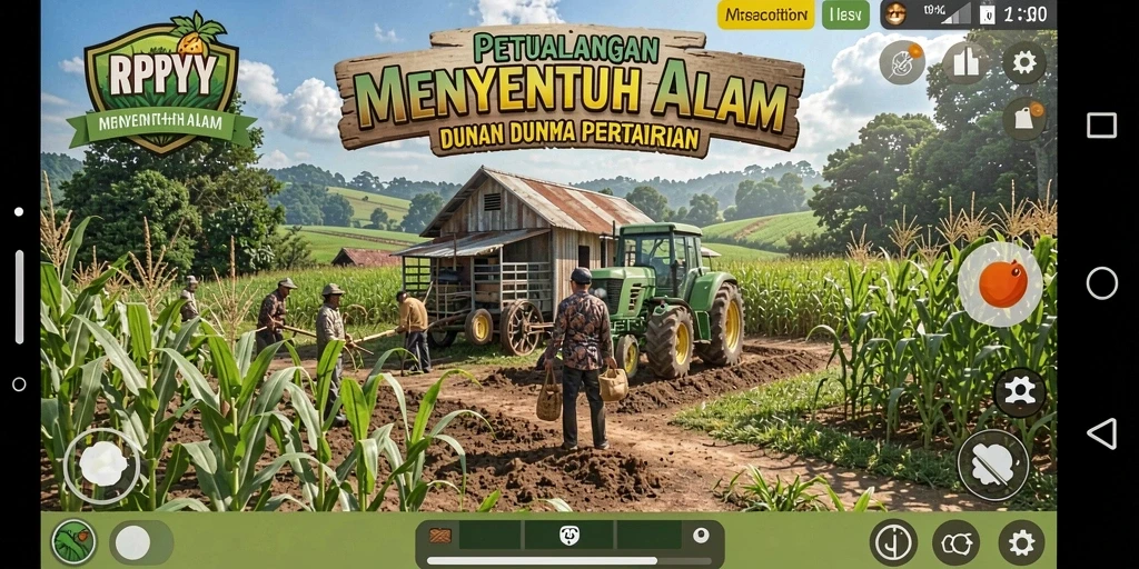 Tangkapan layar dari gameplay RPYYY menunjukkan aktivitas berkebun yang menarik.