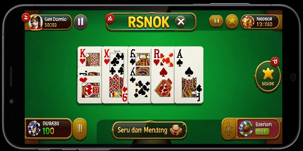 Tampilan gameplay RSNOK yang menegangkan dan seru saat bermain Domino.