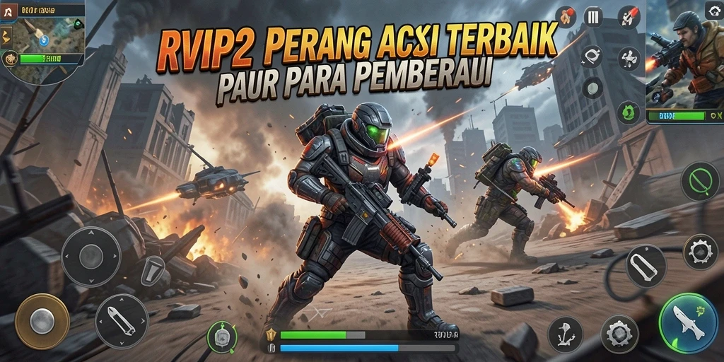 Tampilan gameplay mendebarkan dari RVIP2 saat pertempuran aktif.