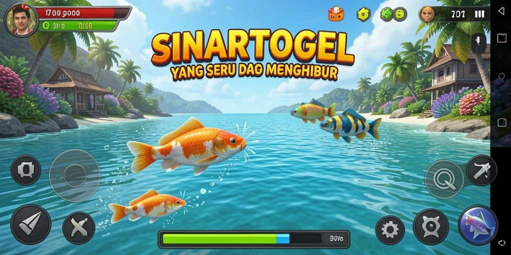 Screenshot gameplay SINARTOGEL yang menunjukkan aksi memancing yang seru.