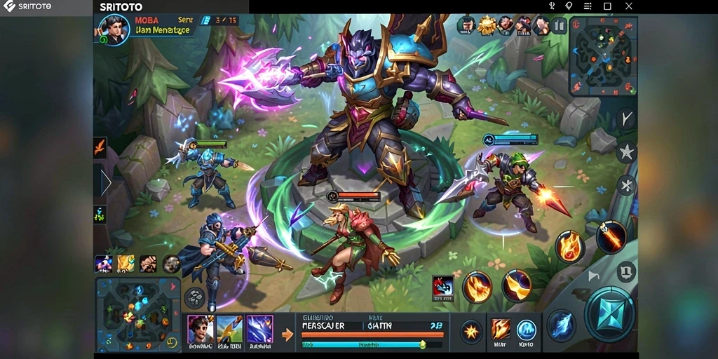 Screenshot gameplay MOBA di SRITOTO yang penuh aksi.